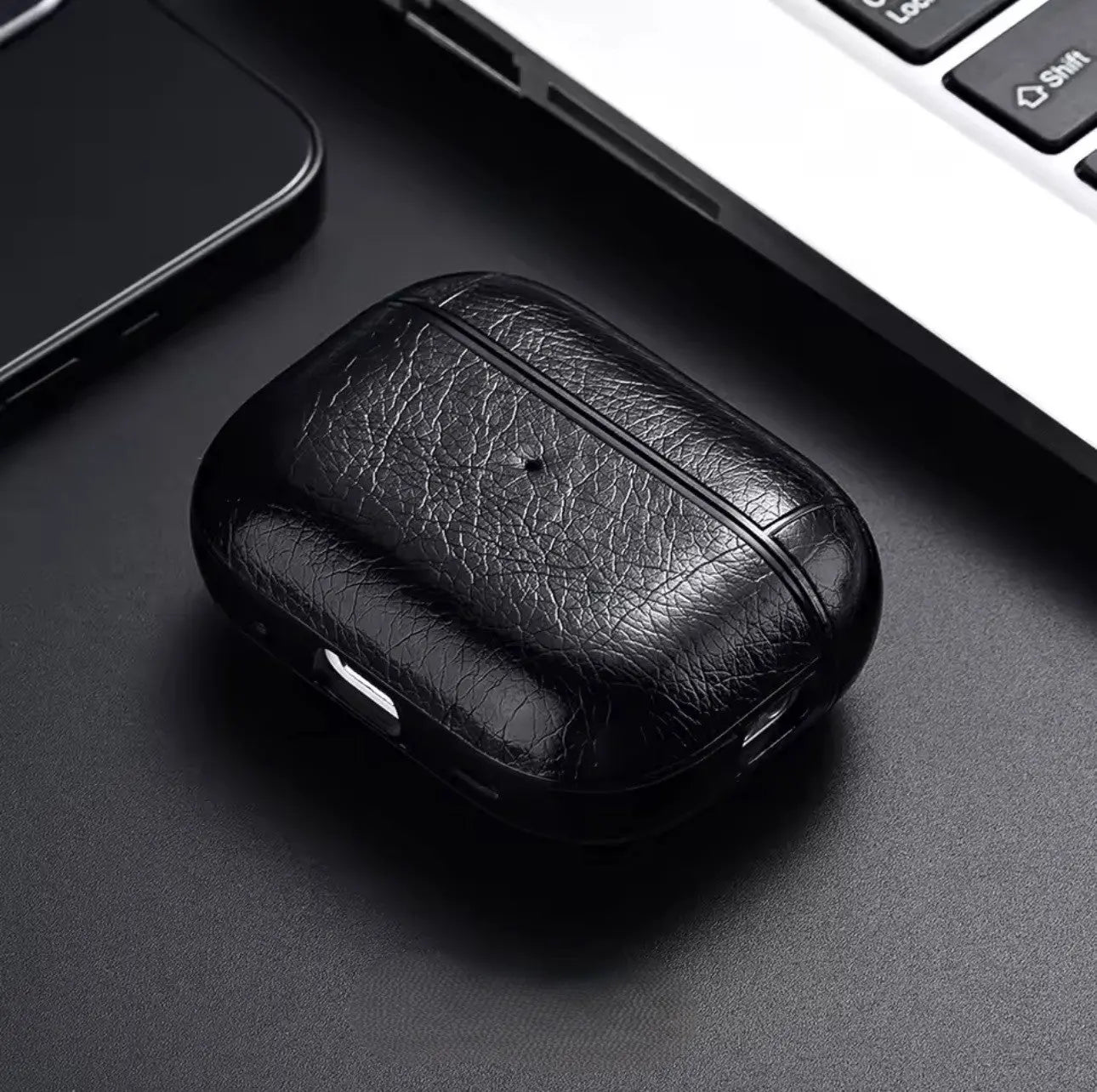 Étui Affaires en Cuir et Silicone Rigide pour AirPods Mobile City