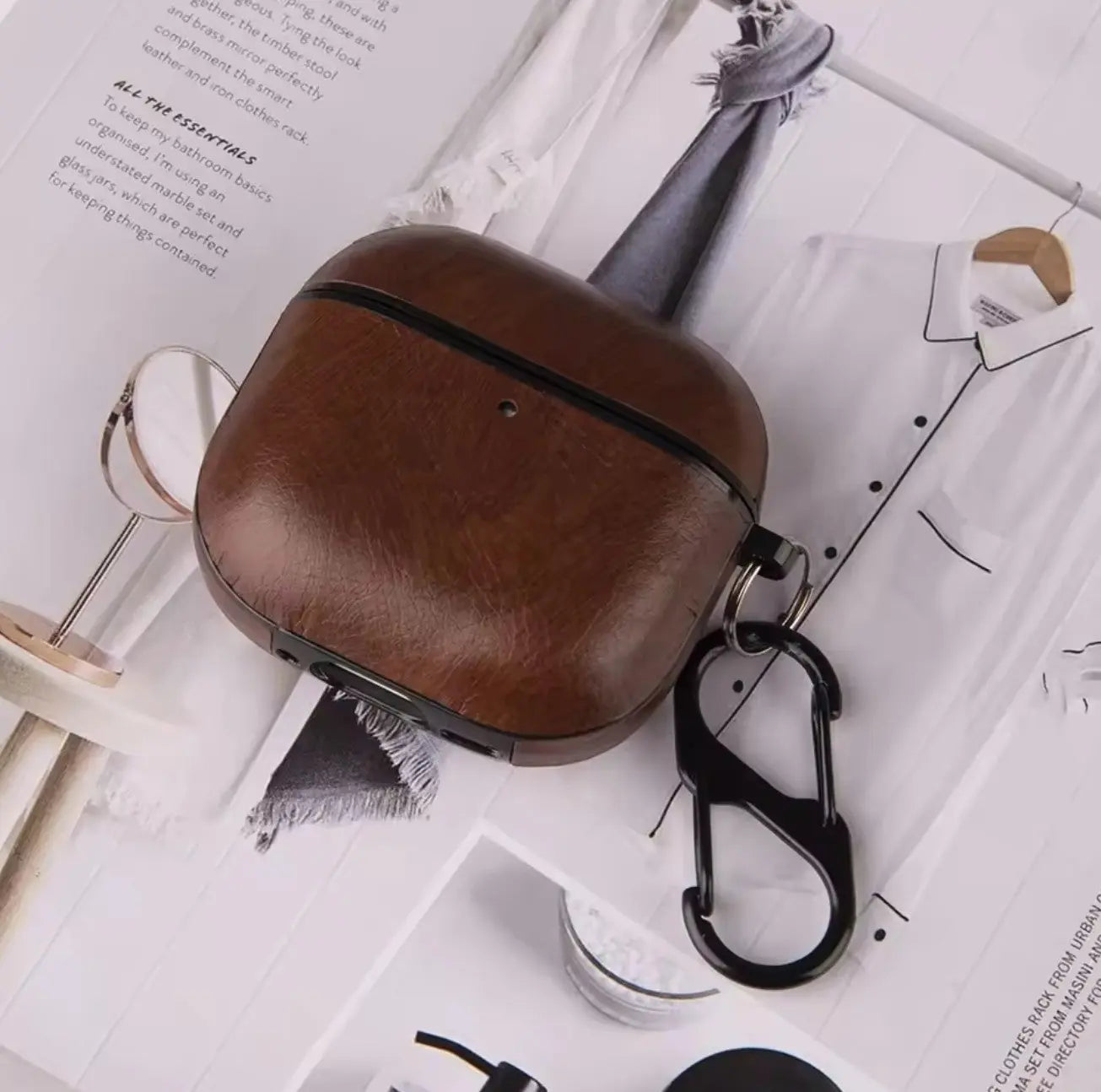 Étui AirPods 3 en Cuir PU – Style Affaires avec Porte-clés Mobile City