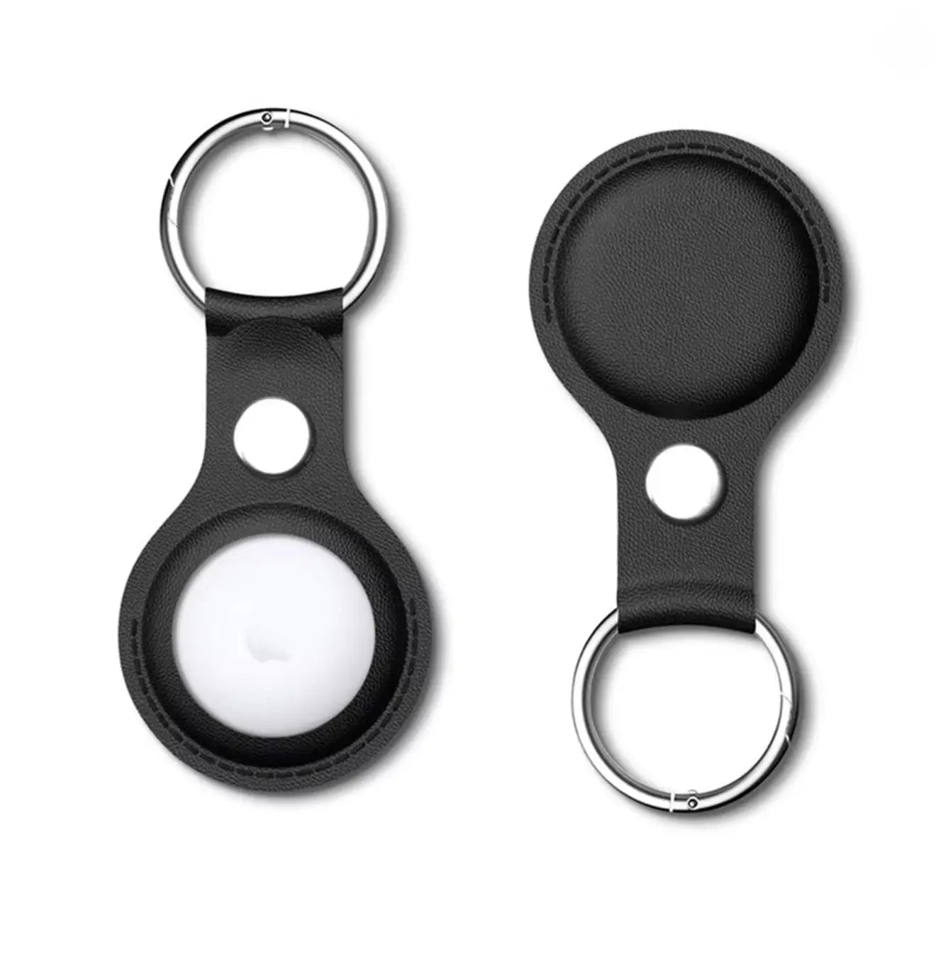 Porte-clés AirTag en Cuir Noir Mobile City