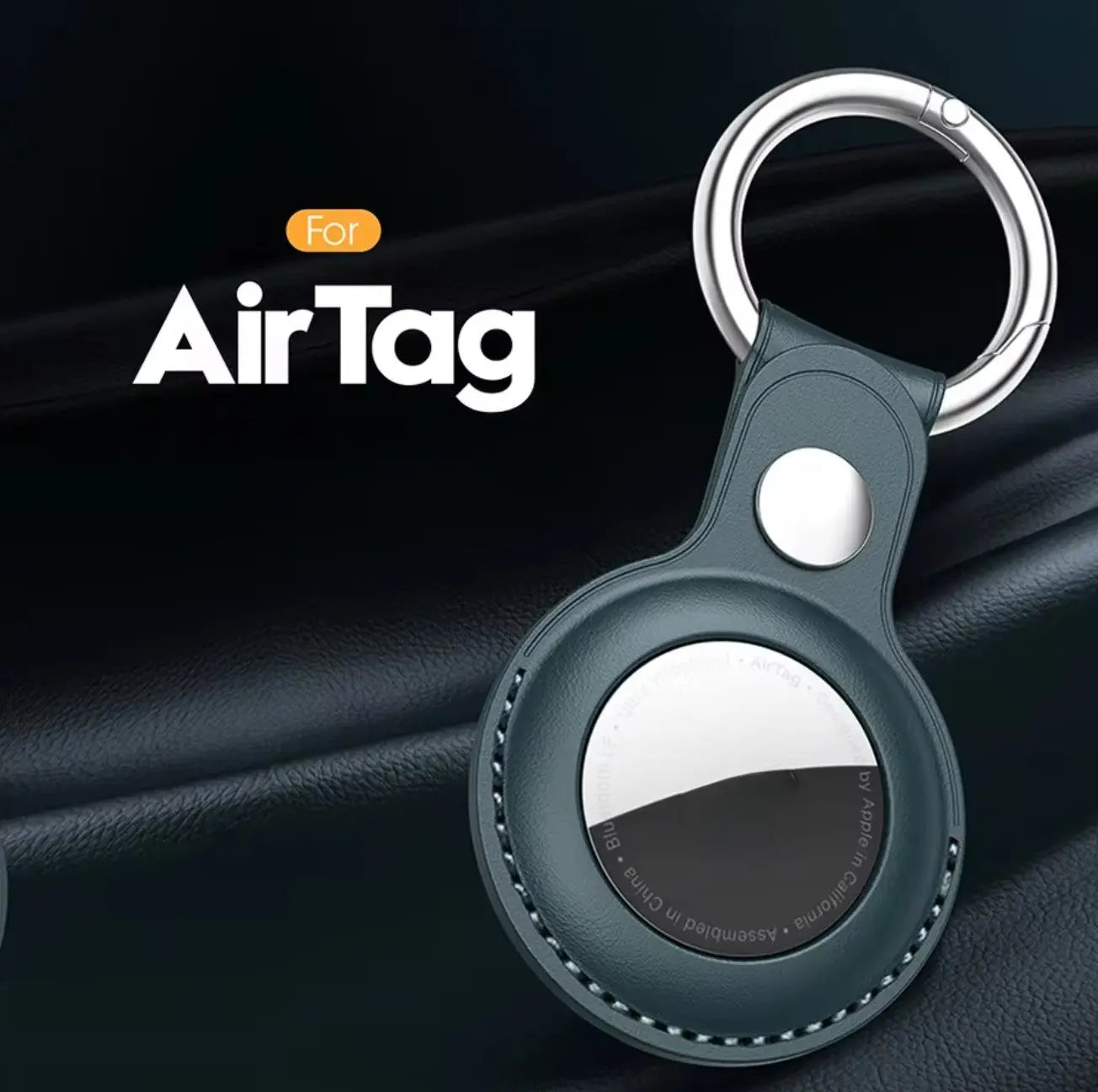 Porte-clés AirTag en Cuir Noir Mobile City