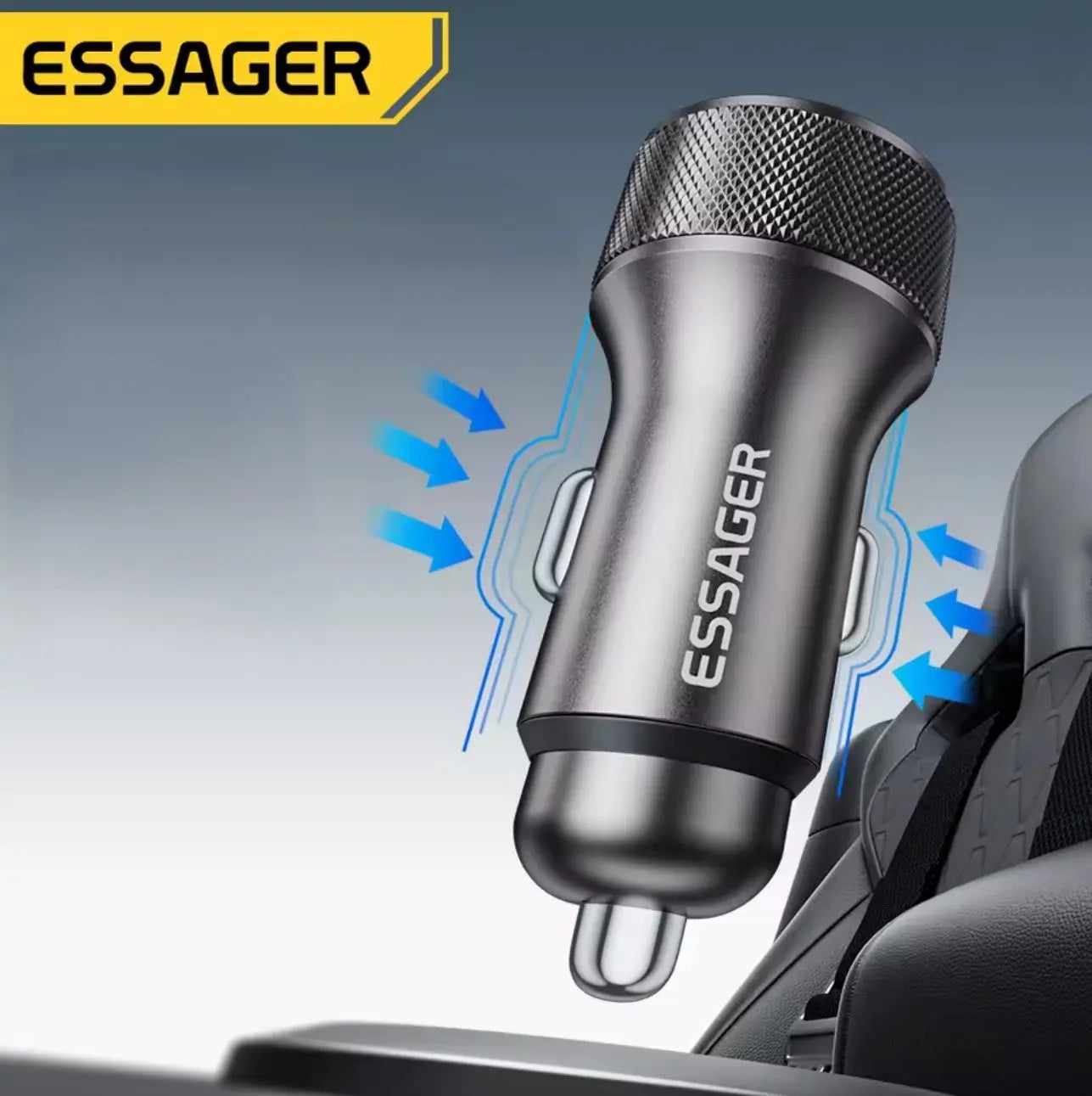 Chargeur de voiture Essager 45W USB-C – Double port PD3.0 / QC3.0 avec affichage numérique pour iPhone, Samsung, Xiaomi, Huawei, OPPO Mobile City