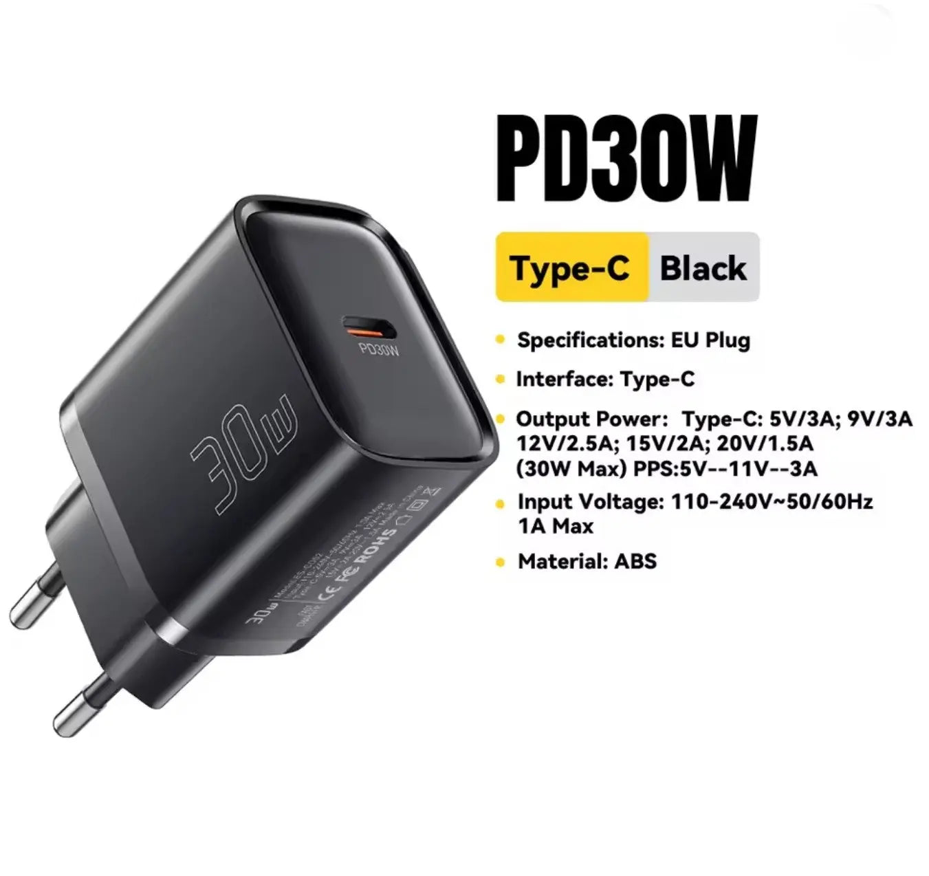 Essager Chargeur 30W – Type-C PD QC3.0 | Charge Rapide Universelle Mobile City