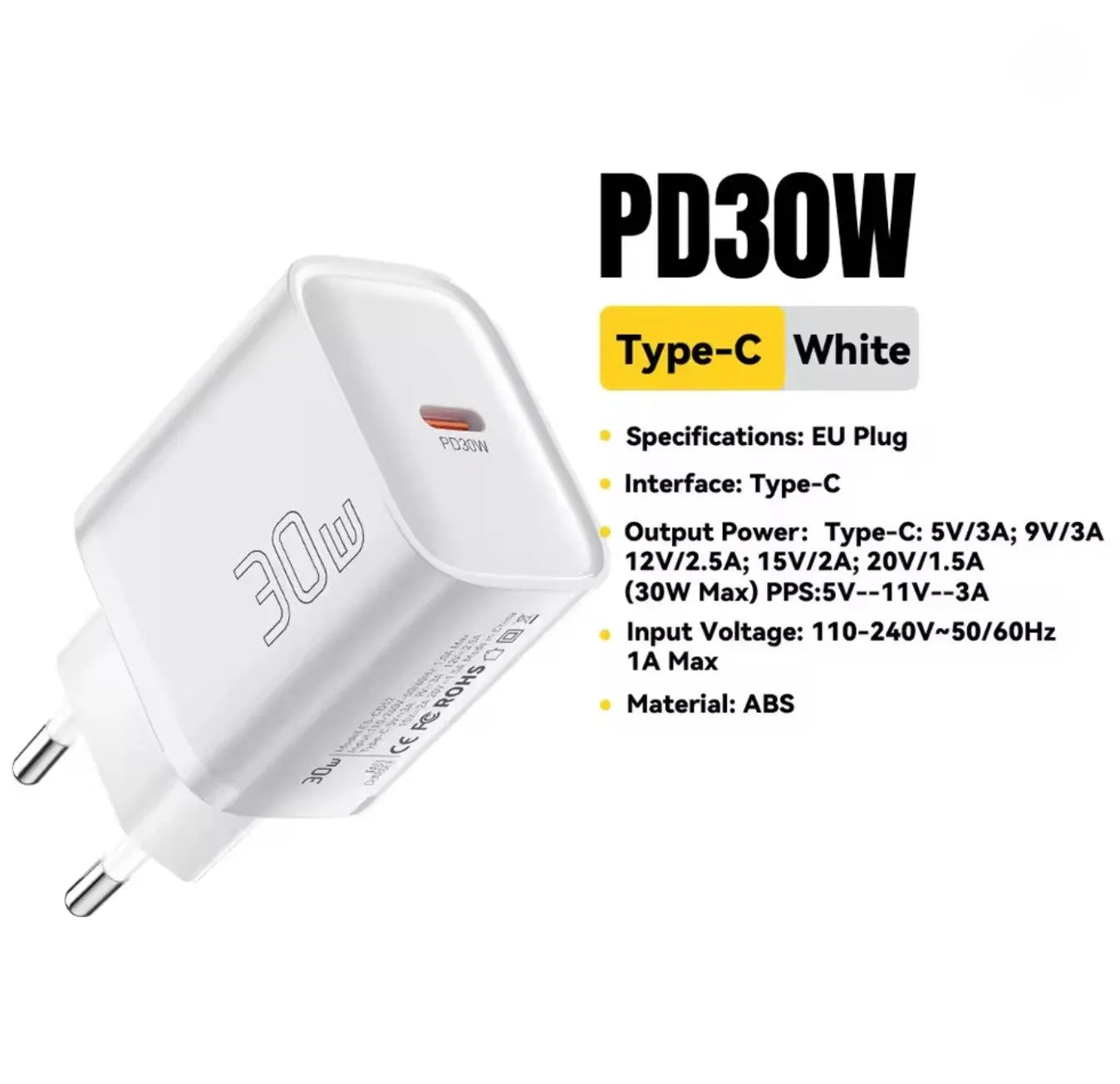 Essager Chargeur 30W – Type-C PD QC3.0 | Charge Rapide Universelle Mobile City