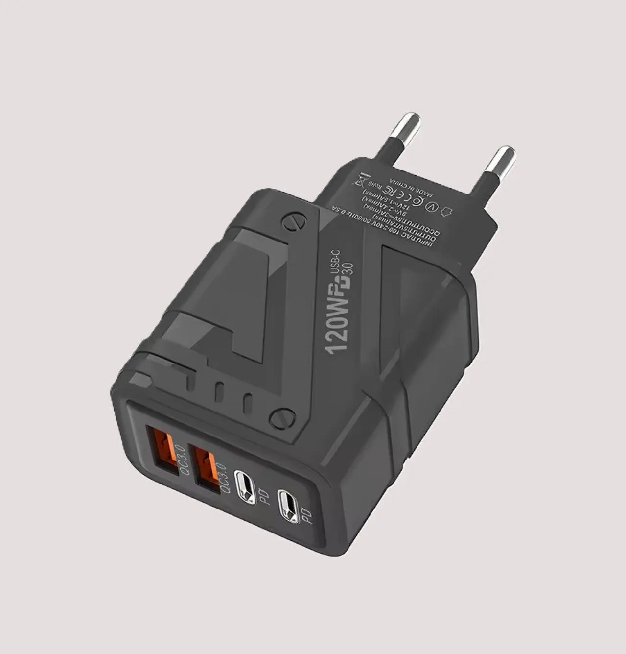 Chargeur rapide USB-C PD 120W – 4 ports (USB + Type-C) pour iPhone, Samsung, Xiaomi, Huawei Mobile City