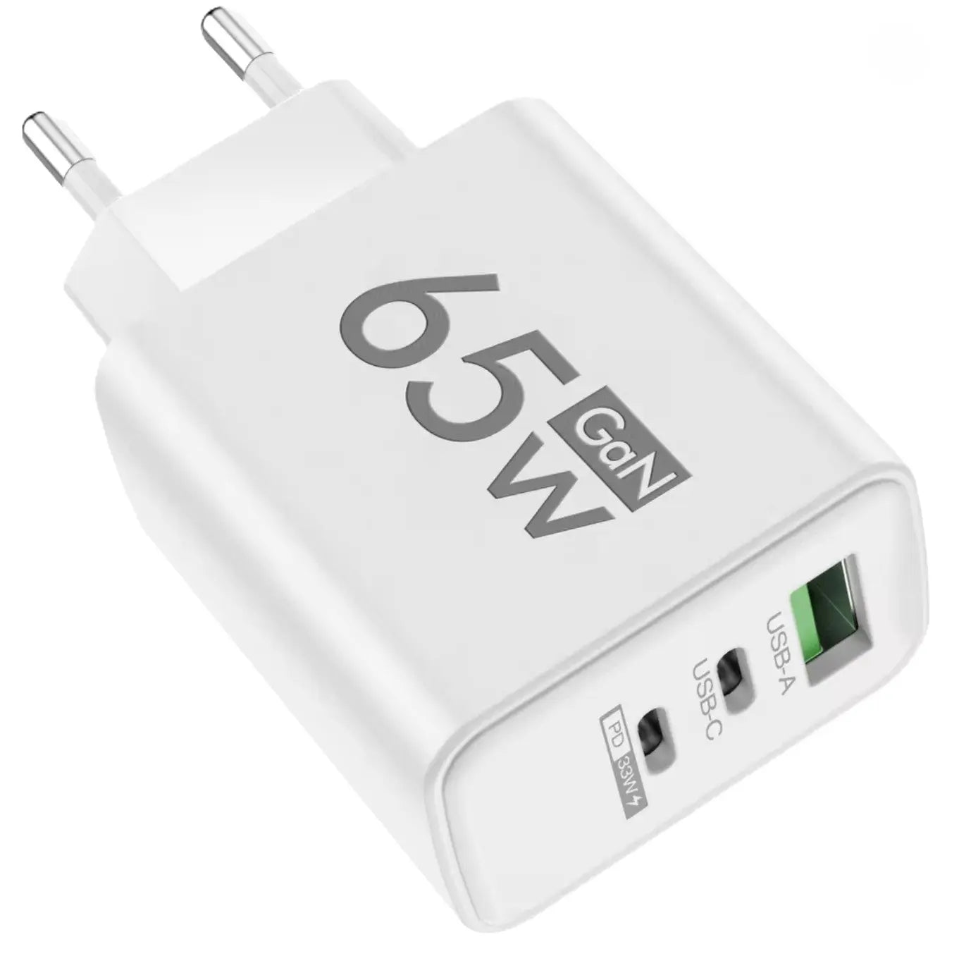 Chargeur GaN USB-C PD 65W – 3 Ports (USB-C + USB-A) à charge rapide pour iPhone, Samsung, Xiaomi, Huawei Mobile City
