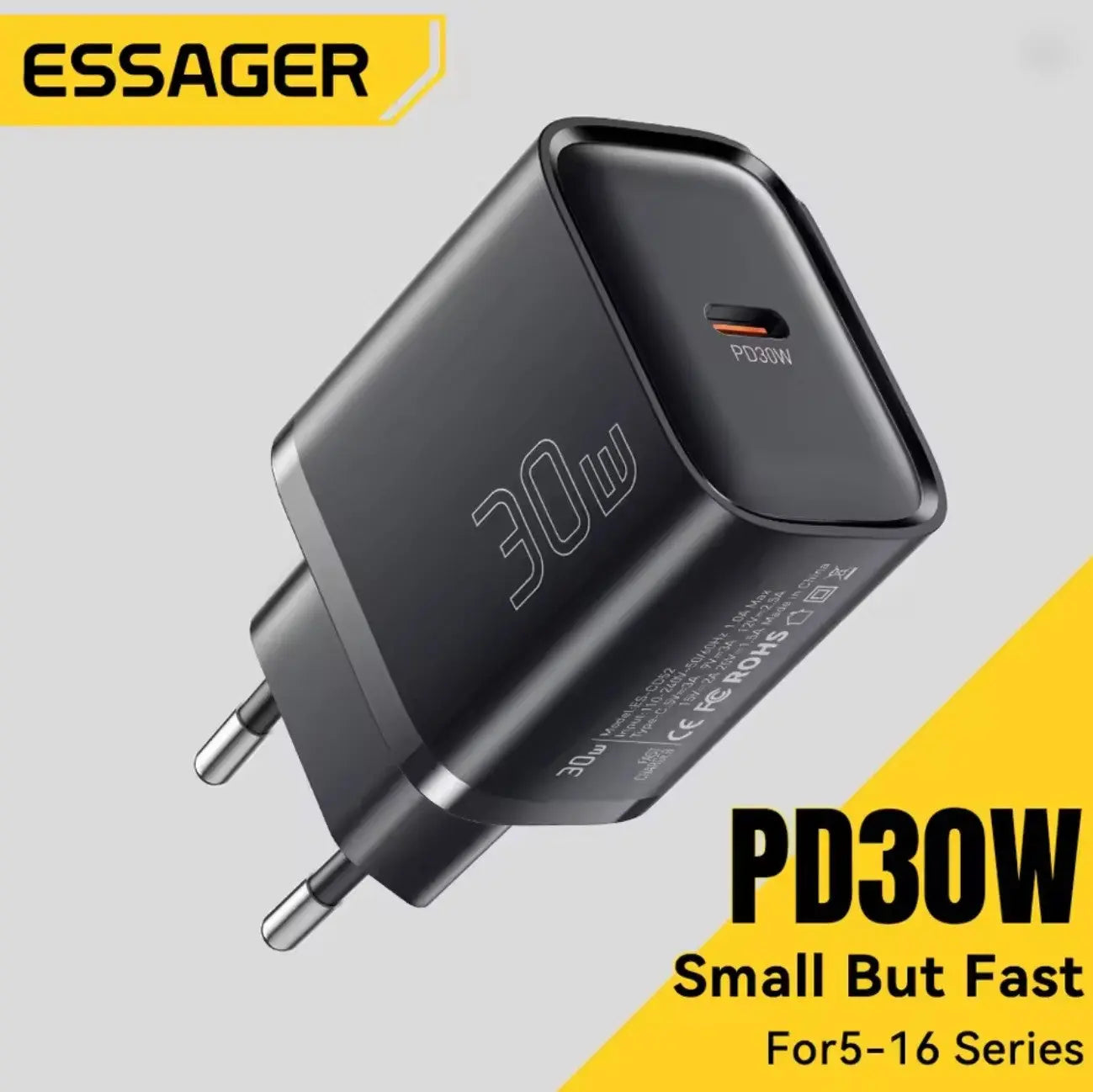 Essager Chargeur 30W – Type-C PD QC3.0 | Charge Rapide Universelle Mobile City