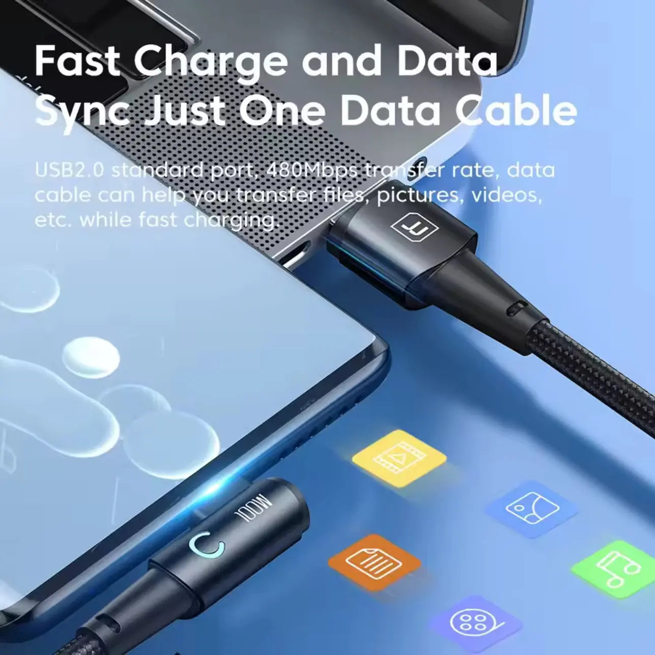 Toocki – Câble USB-C 6A – 90° – Charge rapide 100W Mobile City