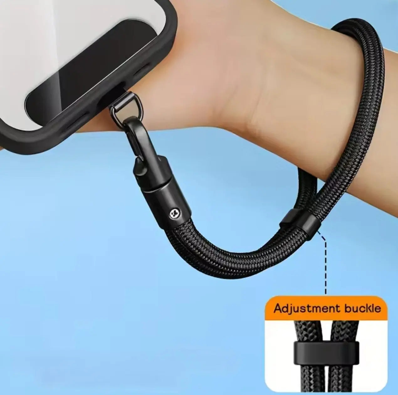 Lanière noir avec Clip de Fixation – Sangle de Téléphone Réglable (Poignet) Mobile City