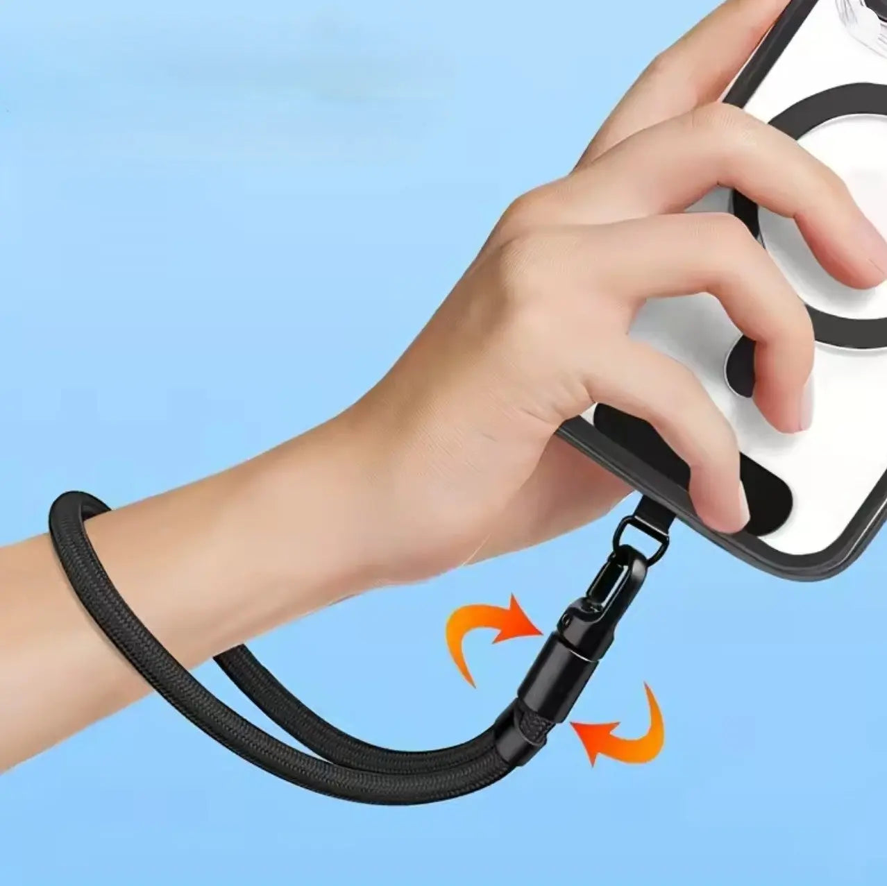 Lanière noir avec Clip de Fixation – Sangle de Téléphone Réglable (Poignet) Mobile City