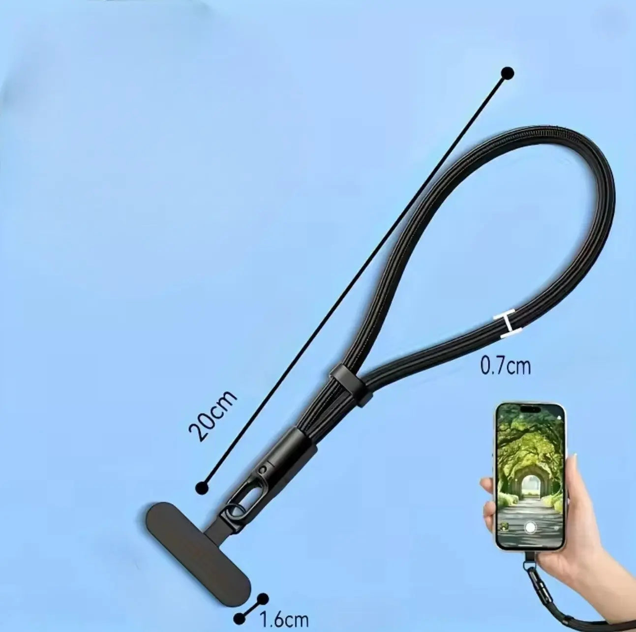 Lanière noir avec Clip de Fixation – Sangle de Téléphone Réglable (Poignet) Mobile City
