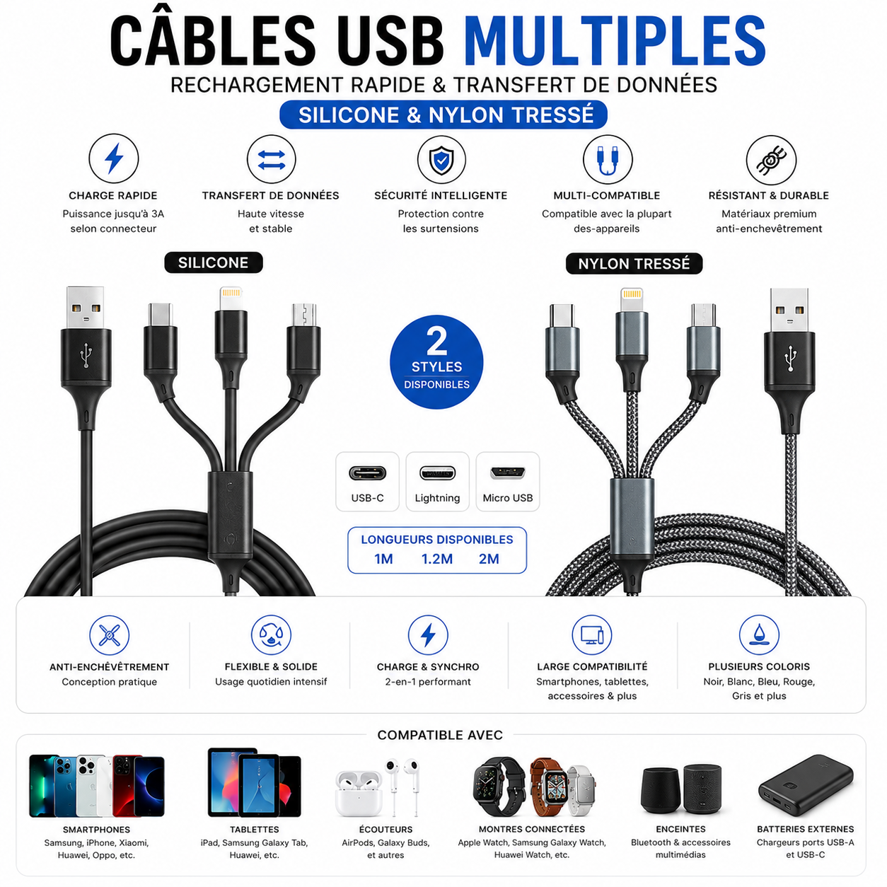 Câbles-USB-Multiples Ma boutique
