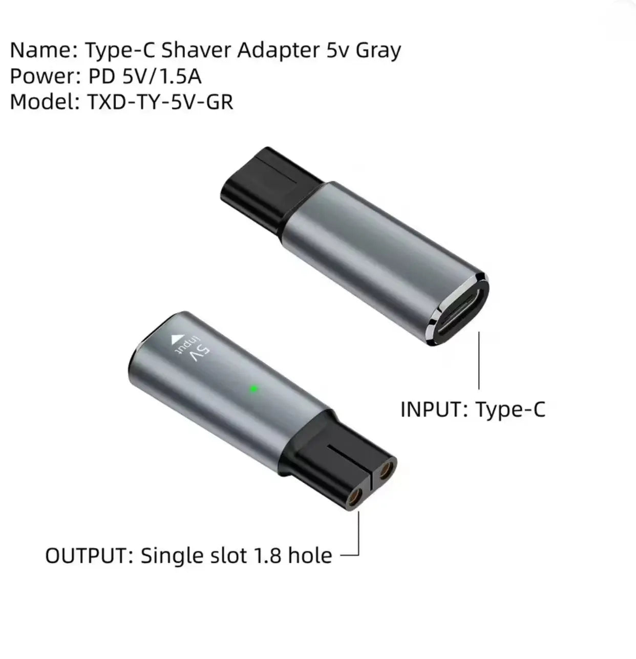 Adaptateur de rasoir USB-C 5V – Compatible Philips Norelco OneBlade QP2520 / QP2515 / QP2620 Mobile City