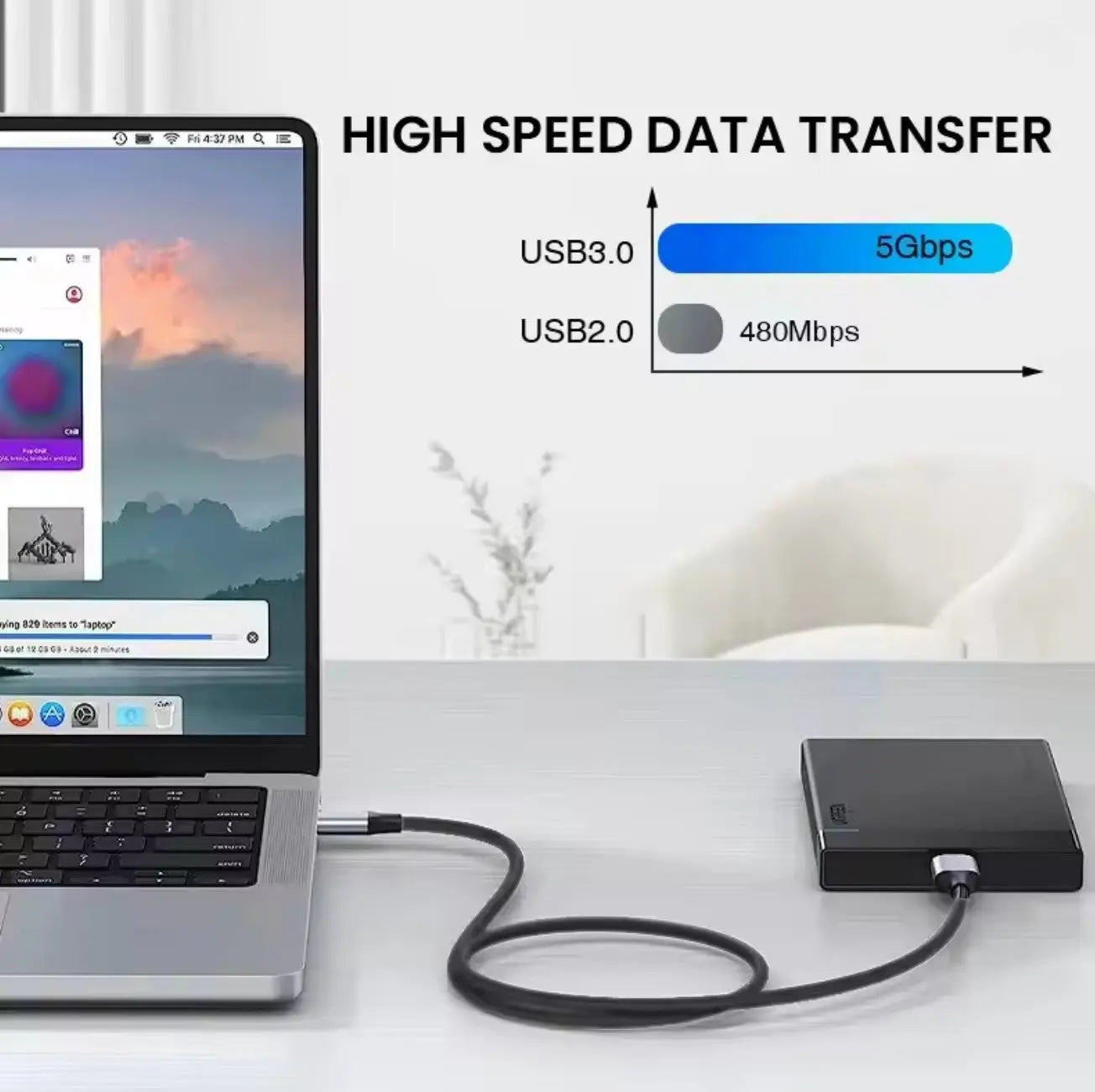 NIERBO Câble USB-C vers Micro-B 3.0 Tressé – Haute vitesse pour disque dur externe Mobile City