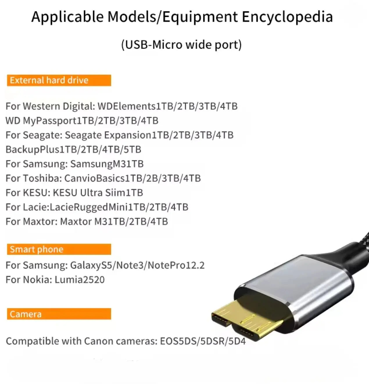 Câble USB 3.0 Type-C vers Micro-B – Haute Vitesse 5Gbps Mobile City