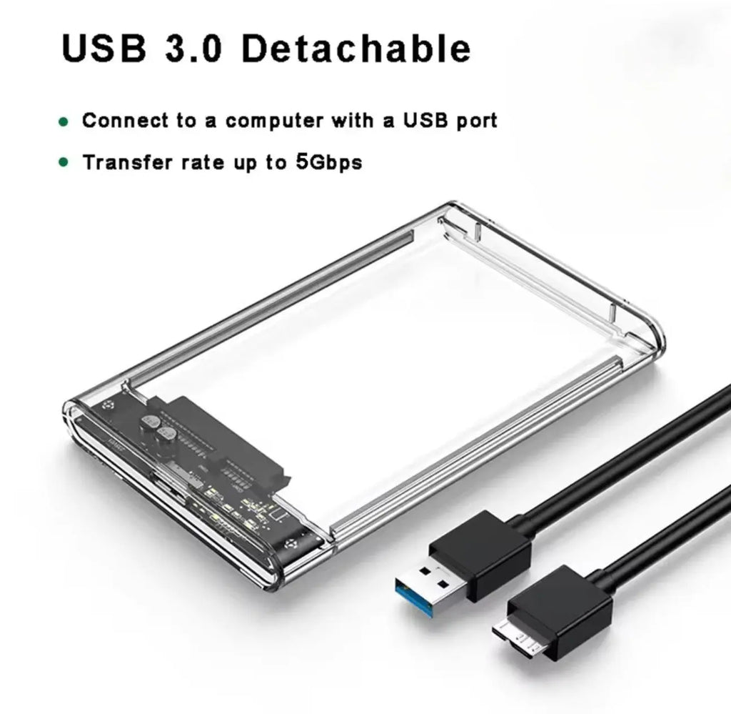 Boîtier de disque dur externe USB 3.0 SATA 2,5" – Transparent Mobile City