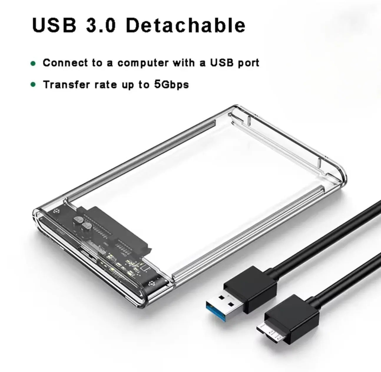Boîtier de disque dur externe USB 3.0 SATA 2,5" – Transparent Mobile City