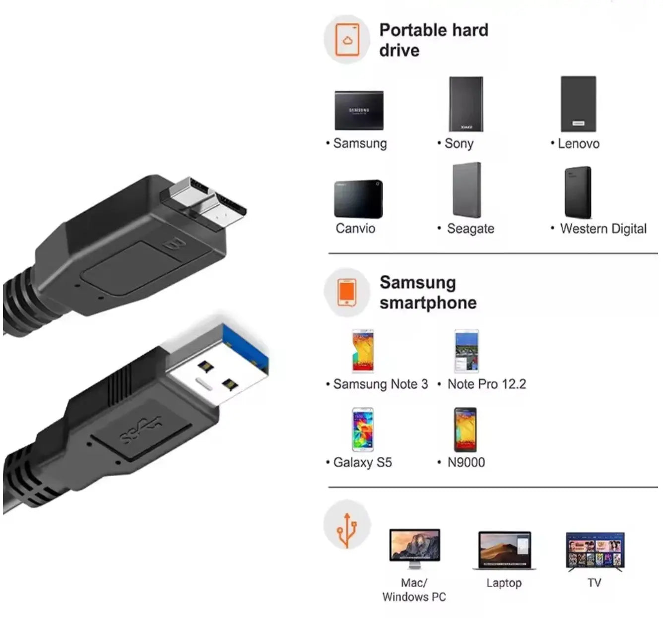 Câble USB 3.0 A Mâle vers Micro-B Mâle – SuperSpeed 5 Gbps Mobile City