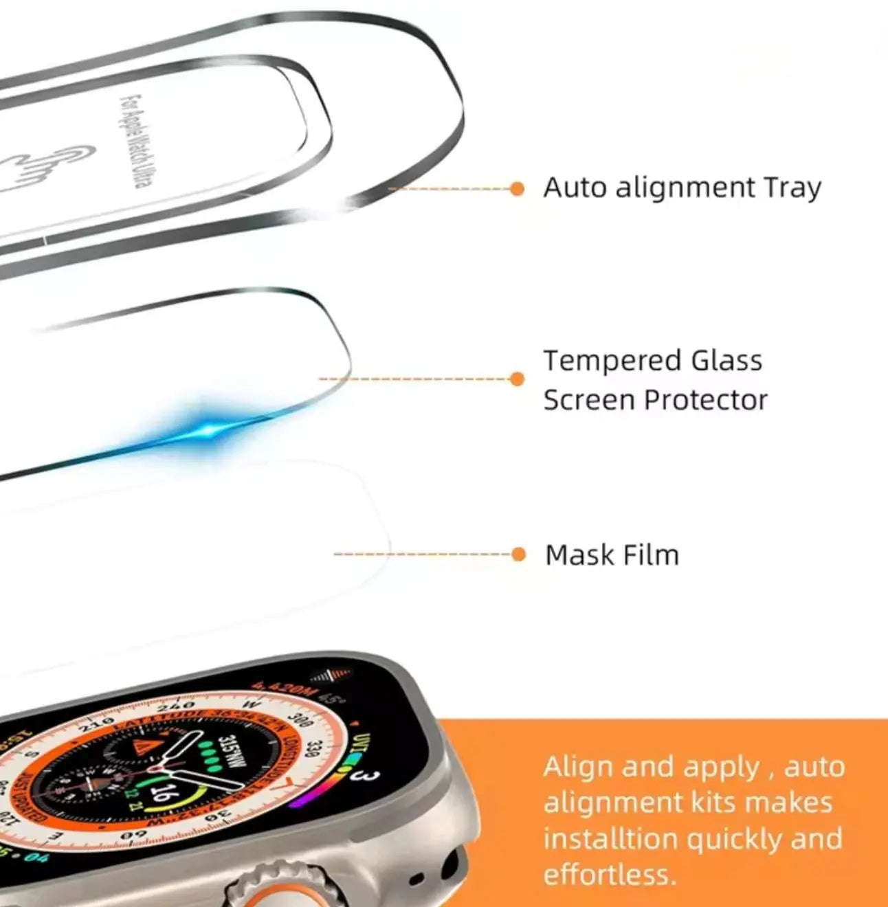 Lot de 3 Films Protecteurs d’Écran en Verre Trempé – Apple Watch Ultra / Ultra 2 (49 mm) Mobile City