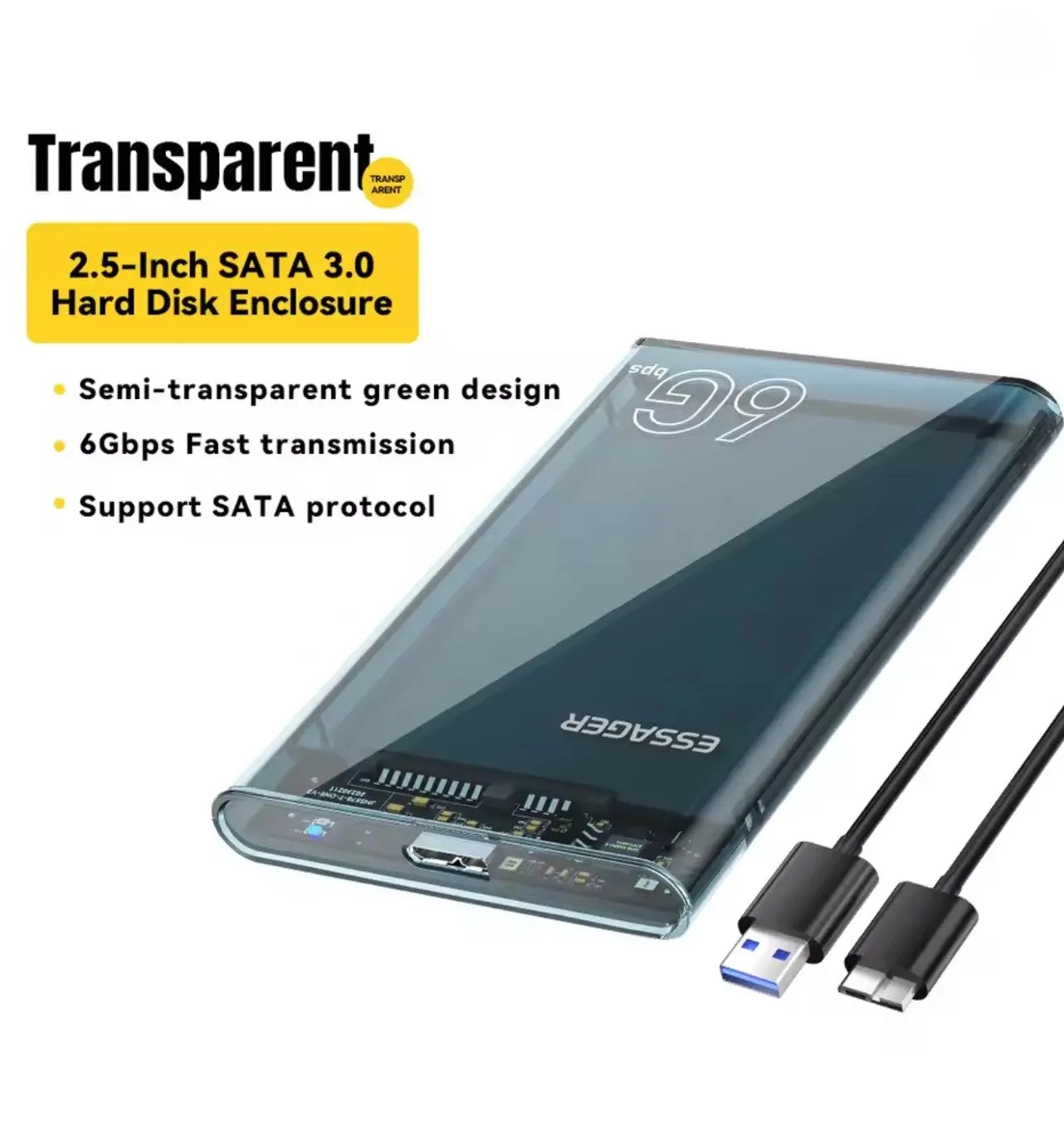 Essager Boîtier Disque Dur 2,5’’ – SATA vers USB 3.0 (Gris Transparent) Mobile City