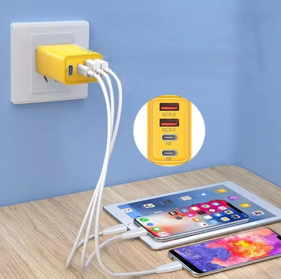 Chargeur Rapide 30WX4 (USB-C x2 / USB-A x2) – Adaptateur 4 Ports PD 3.0 Mobile City