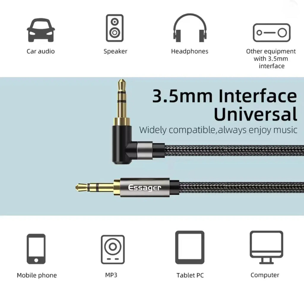 Essager – Câble AUX Audio 3.5mm Jack Mâle/Mâle Mobile City