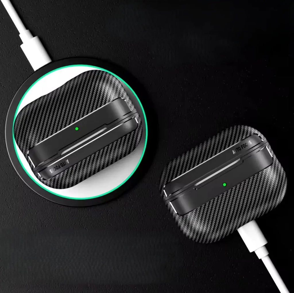 Étui compatible AirPods 3 – Texture fibre de carbone noire avec porte-clé Mobile City