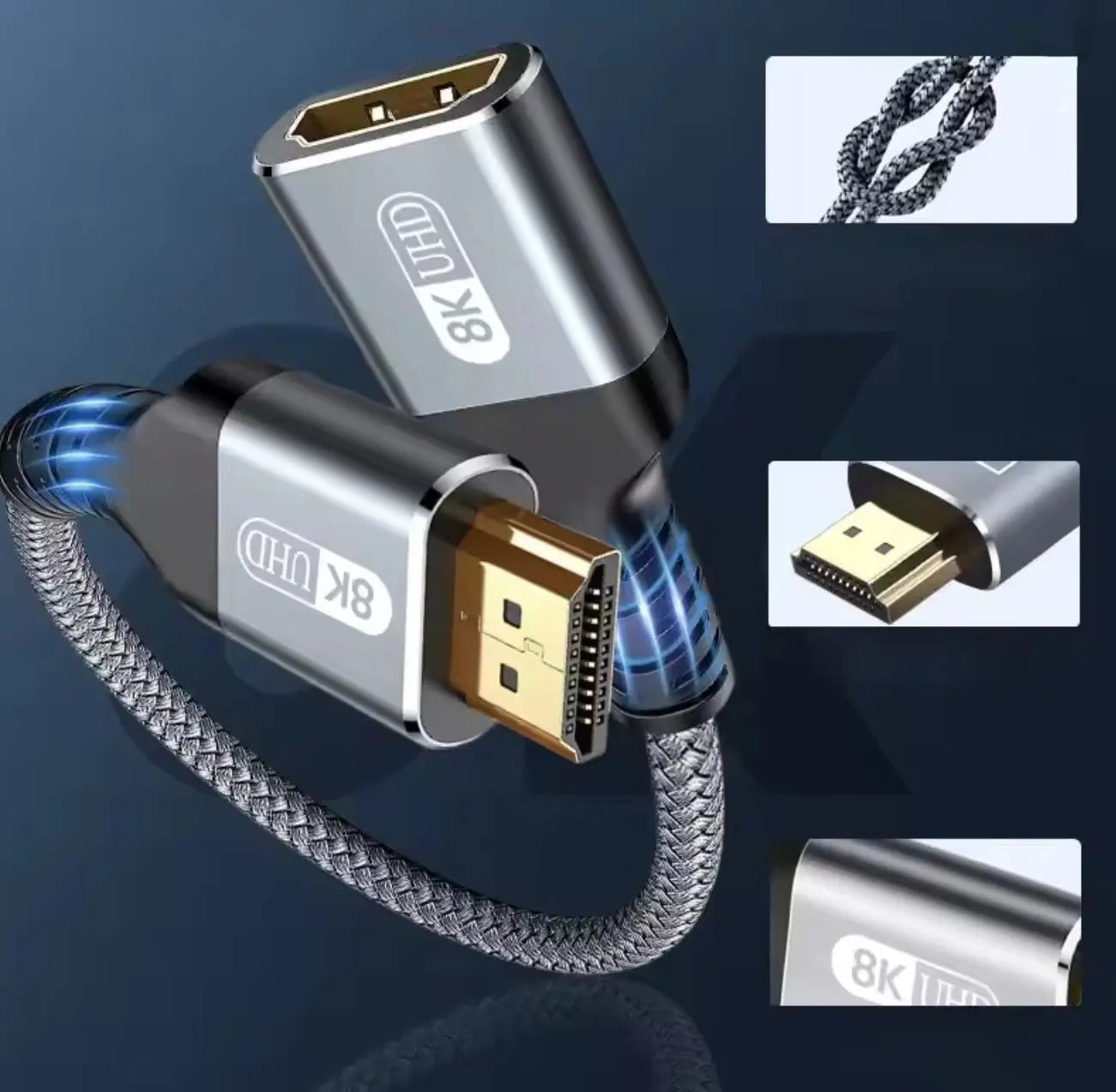 Câble d’extension HDMI 2.1 8K mâle vers femelle – Tressé, 30 cm Mobile City