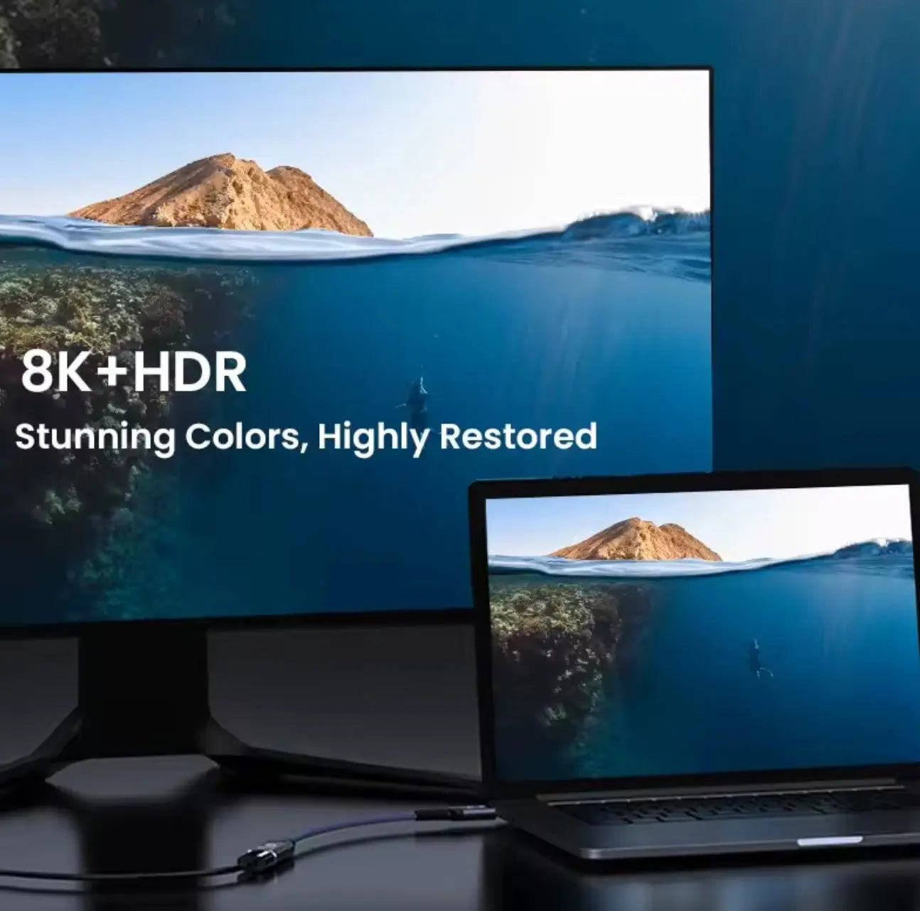 Câble d’extension HDMI 2.1 8K mâle vers femelle – Tressé, 30 cm Mobile City
