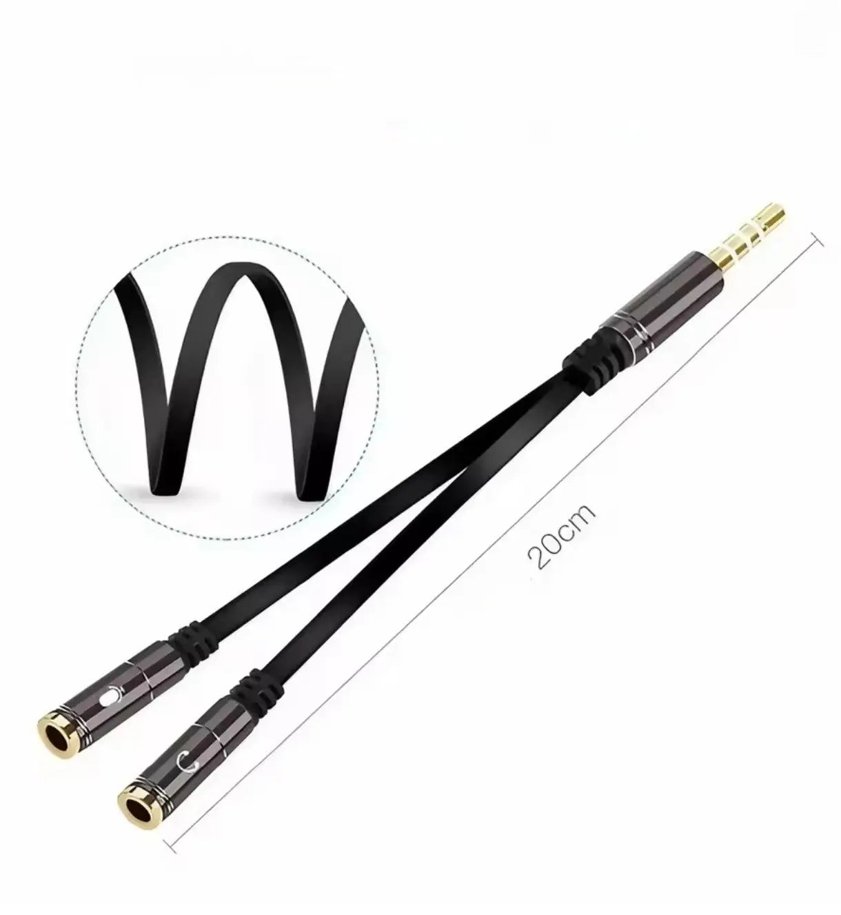 Câble séparateur audio 3,5 mm mâle vers 2 femelles (micro et casque) – Forme plate Mobile City