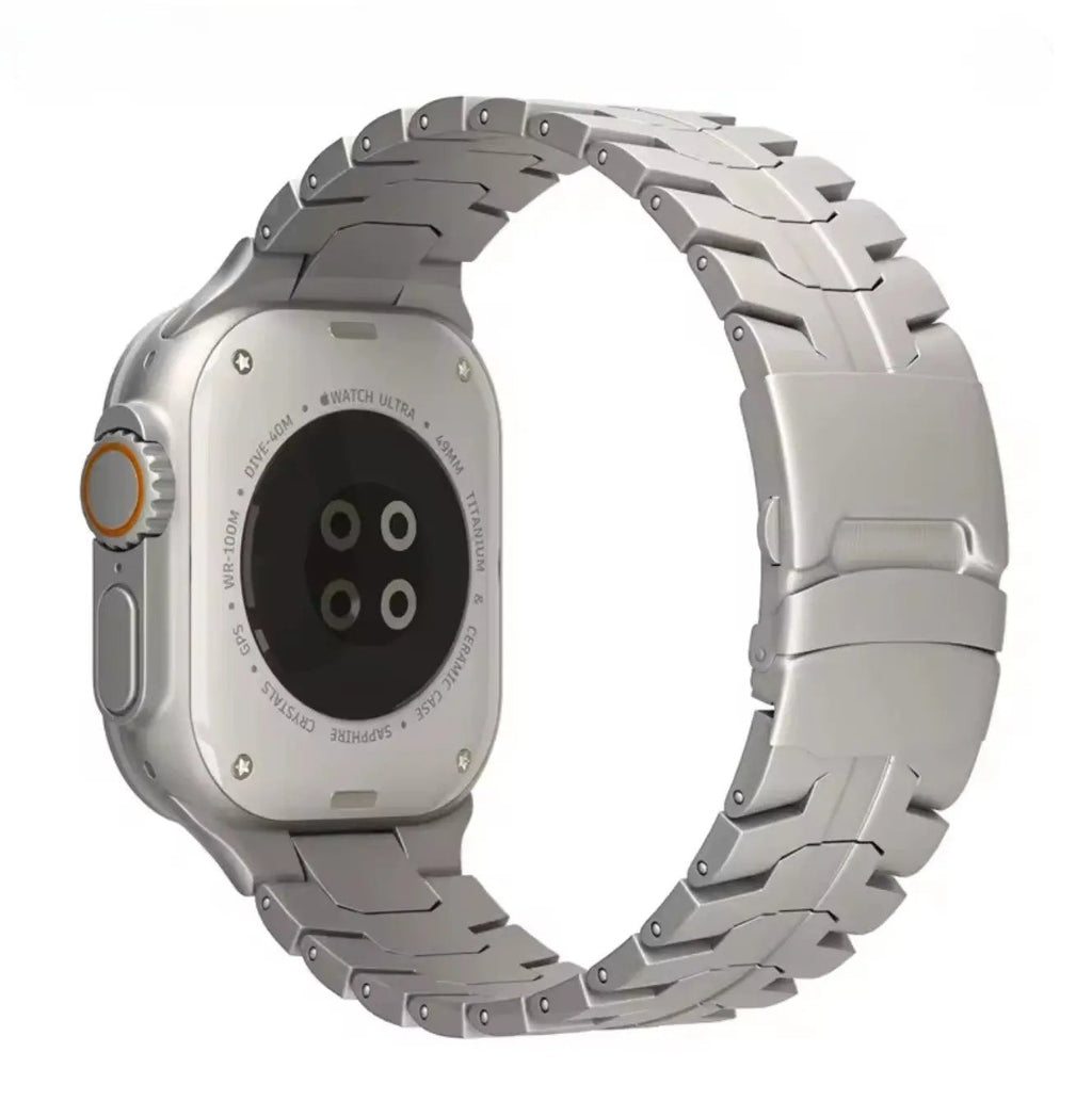 Bracelet en acier inoxydable couleur titanium compatible Apple Watch Utra Mobile City