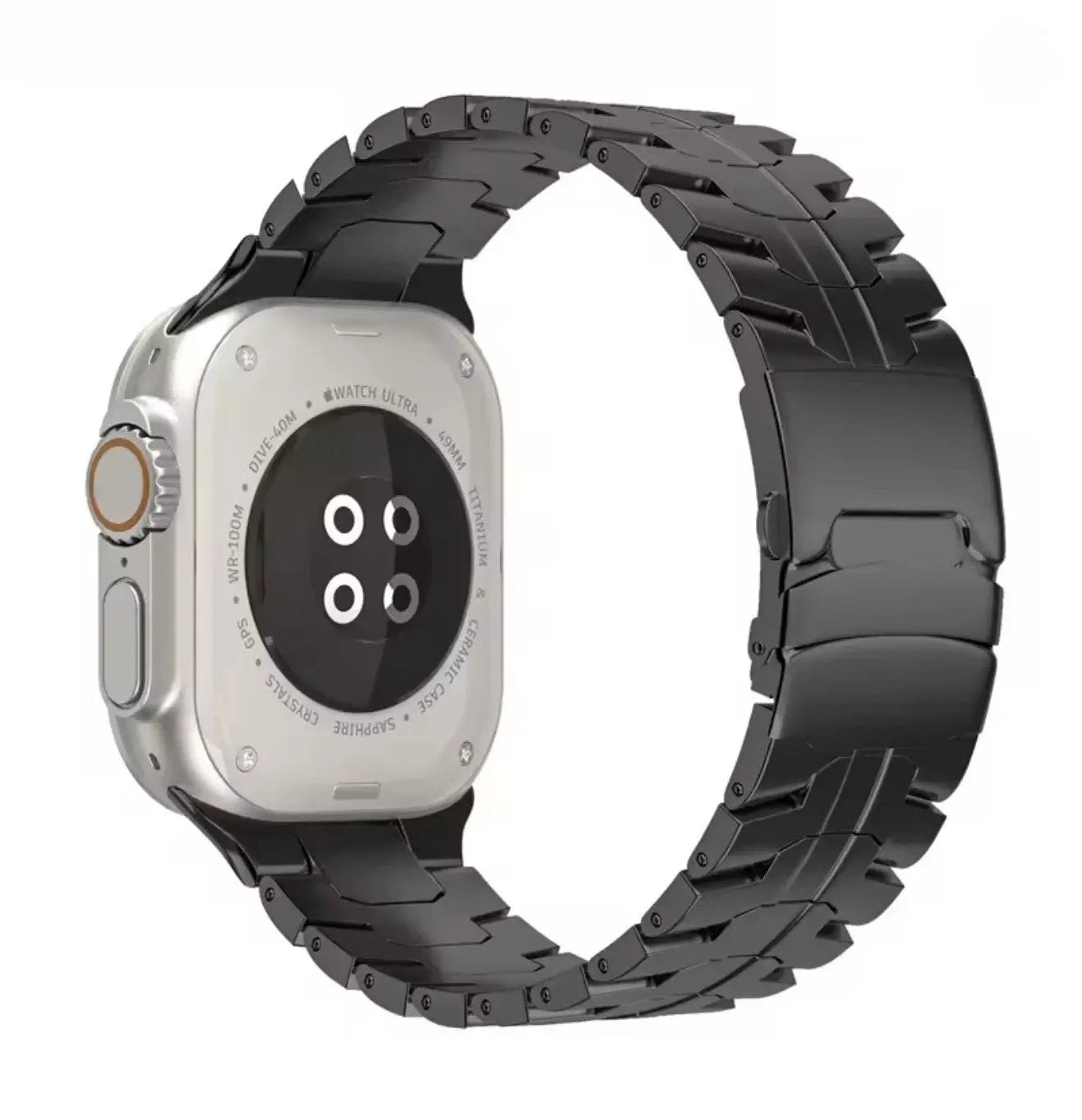 Bracelet en acier inoxydable couleur titanium compatible Apple Watch Utra Mobile City