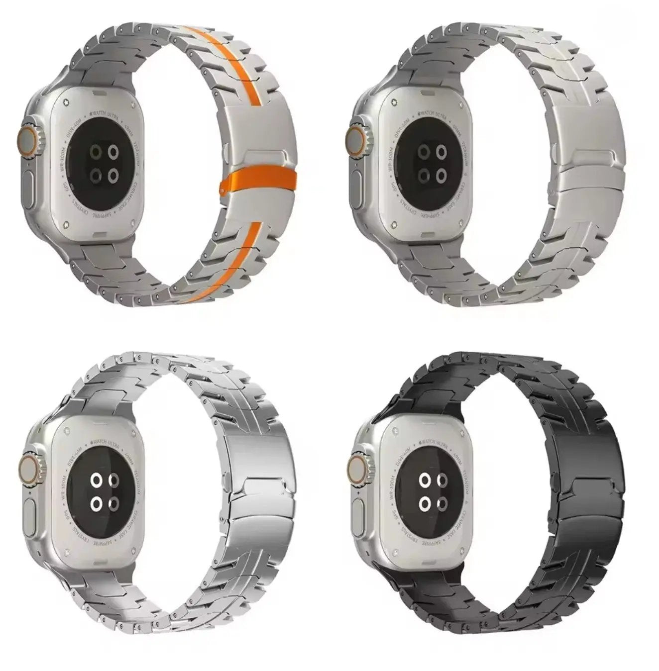 Bracelet en acier inoxydable couleur titanium compatible Apple Watch Utra Mobile City