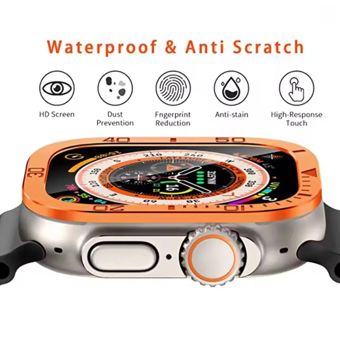 Protecteur d’écran en métal + verre trempé pour Apple Watch Ultra / Ultra 2 / Ultra 3 – 49 mm Mobile City