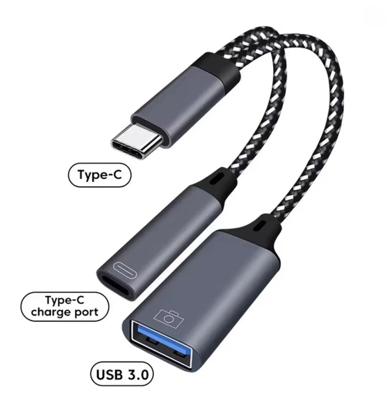 Câble OTG USB Type-C 2 en 1 – Adaptateur USB-C vers USB-A 3.0 avec port de charge PD Mobile City