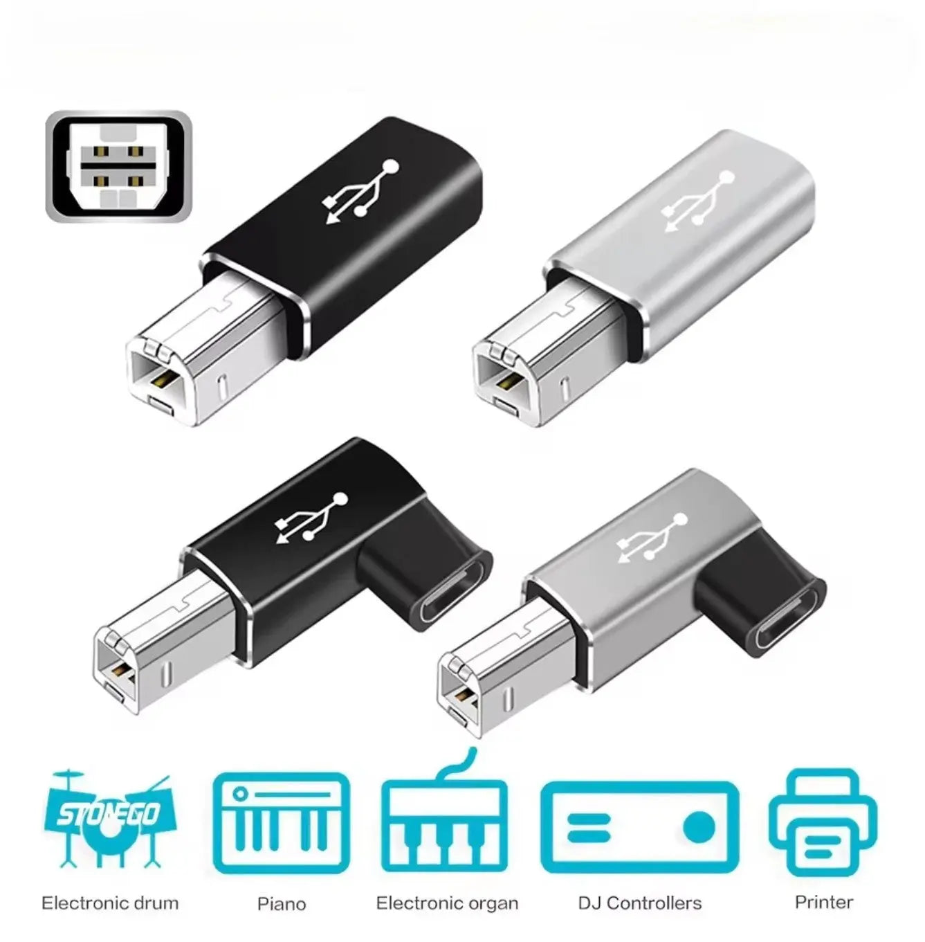 Adaptateur USB Type-C femelle vers USB-B mâle – Convertisseur haute vitesse pour imprimante, scanner, piano, contrôleur MIDI Mobile City