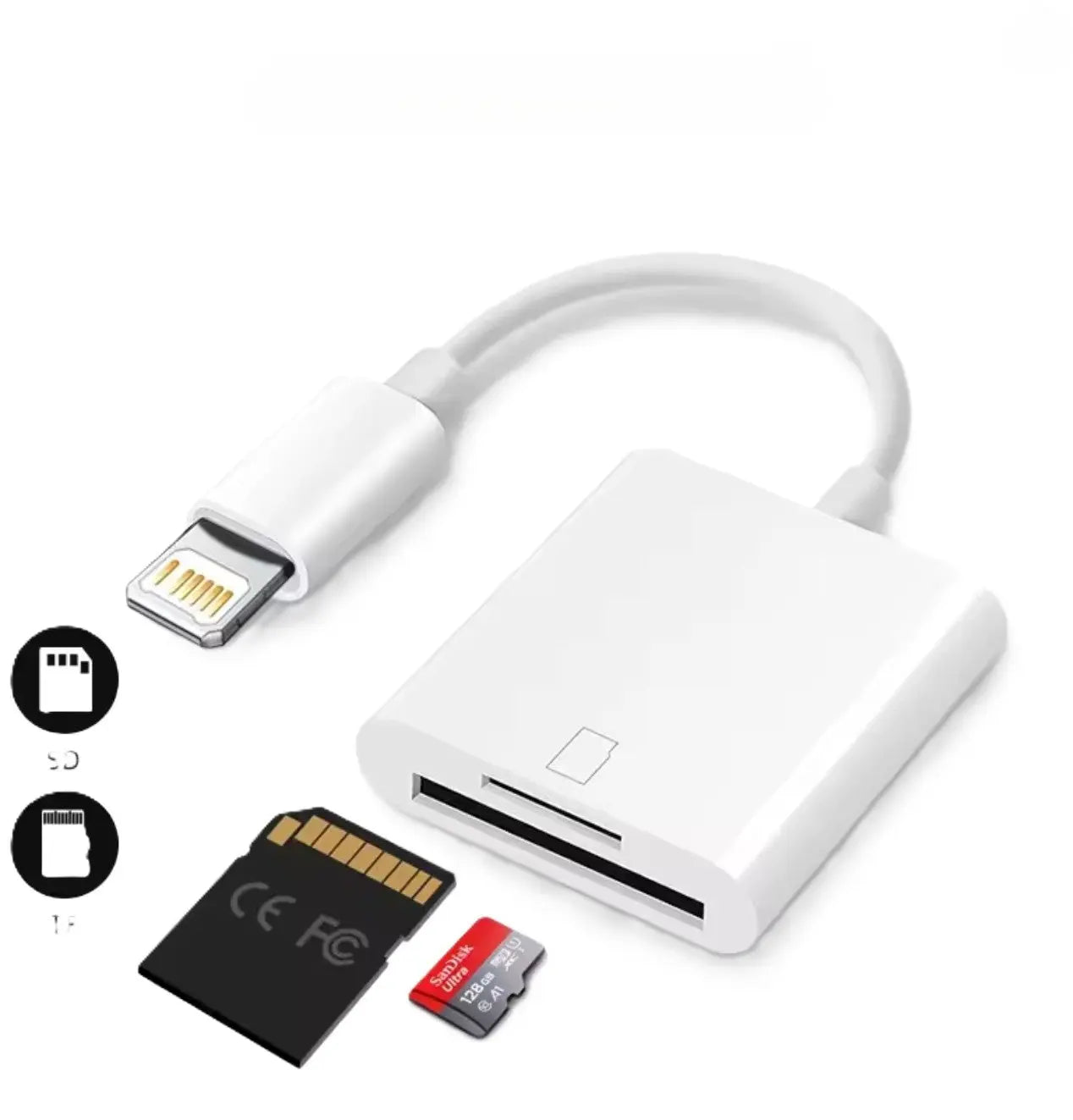 Adaptateur OTG 2 en 1 compatible Apple – Lecteur de carte SD/TF multifonction Mobile City