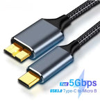 Câble USB 3.0 Type-C vers Micro-B – Haute Vitesse 5Gbps Mobile City