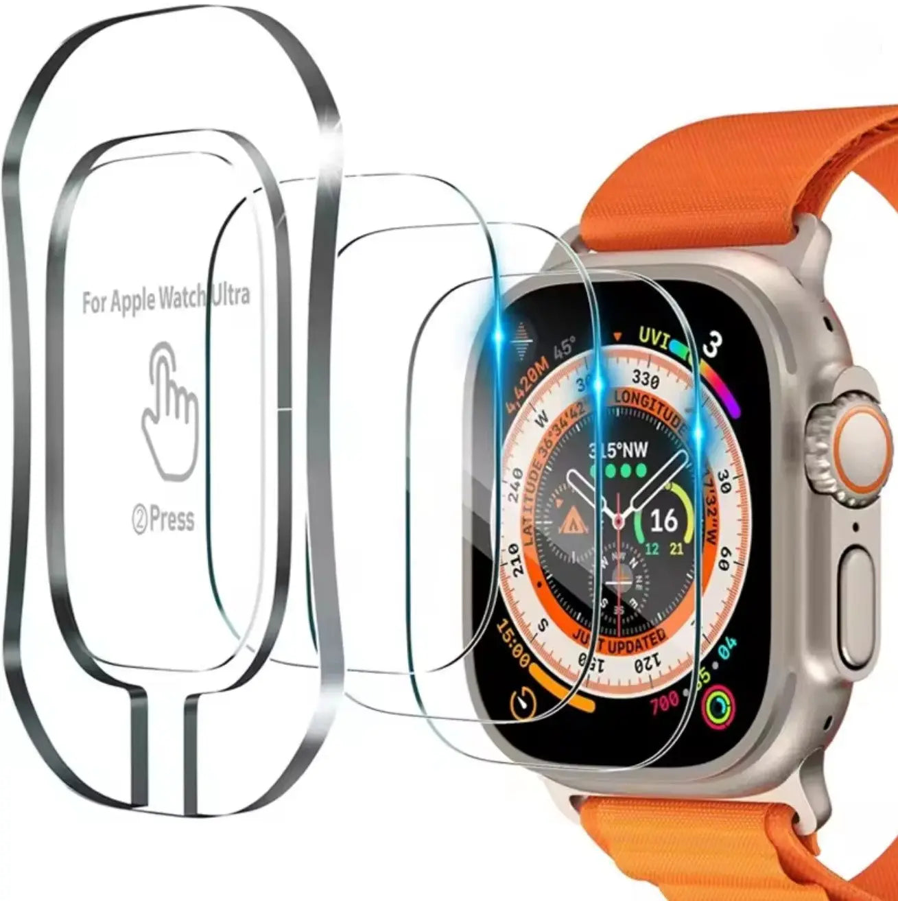 Lot de 3 Films Protecteurs d’Écran en Verre Trempé – Apple Watch Ultra / Ultra 2 (49 mm) Mobile City