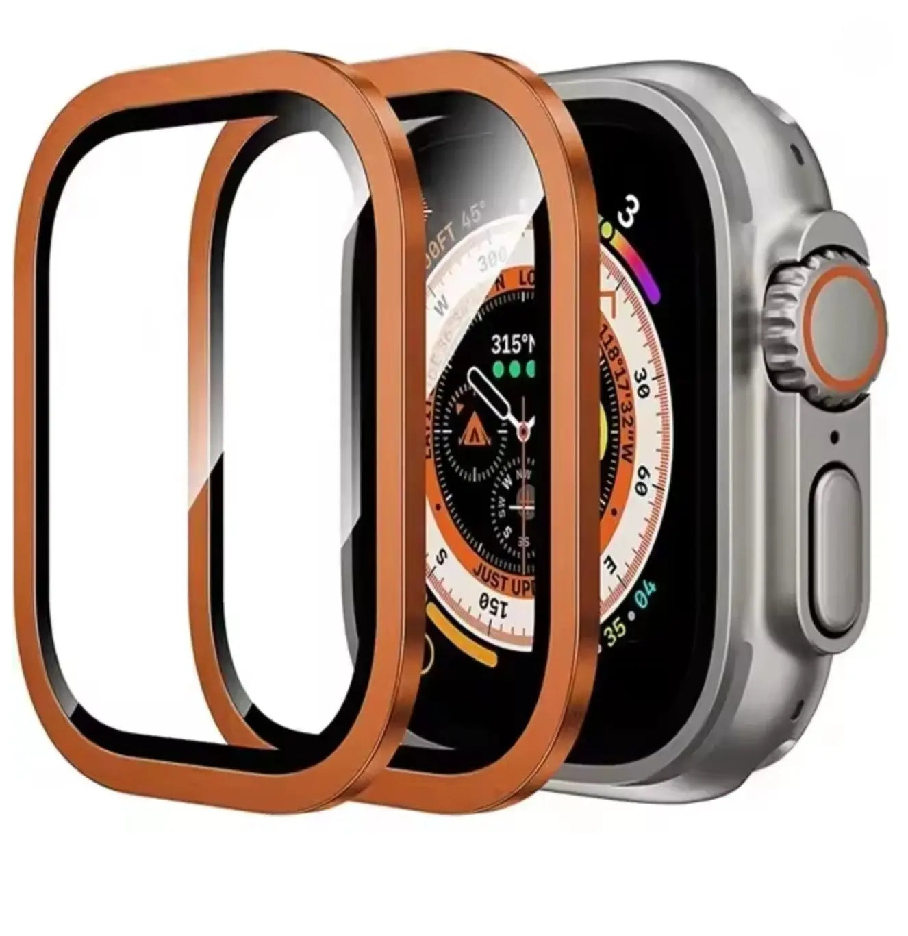 Lot de 2 Verres Trempés + Cadre Métallique pour Apple Watch Ultra 49mm (Titane Original) Mobile City