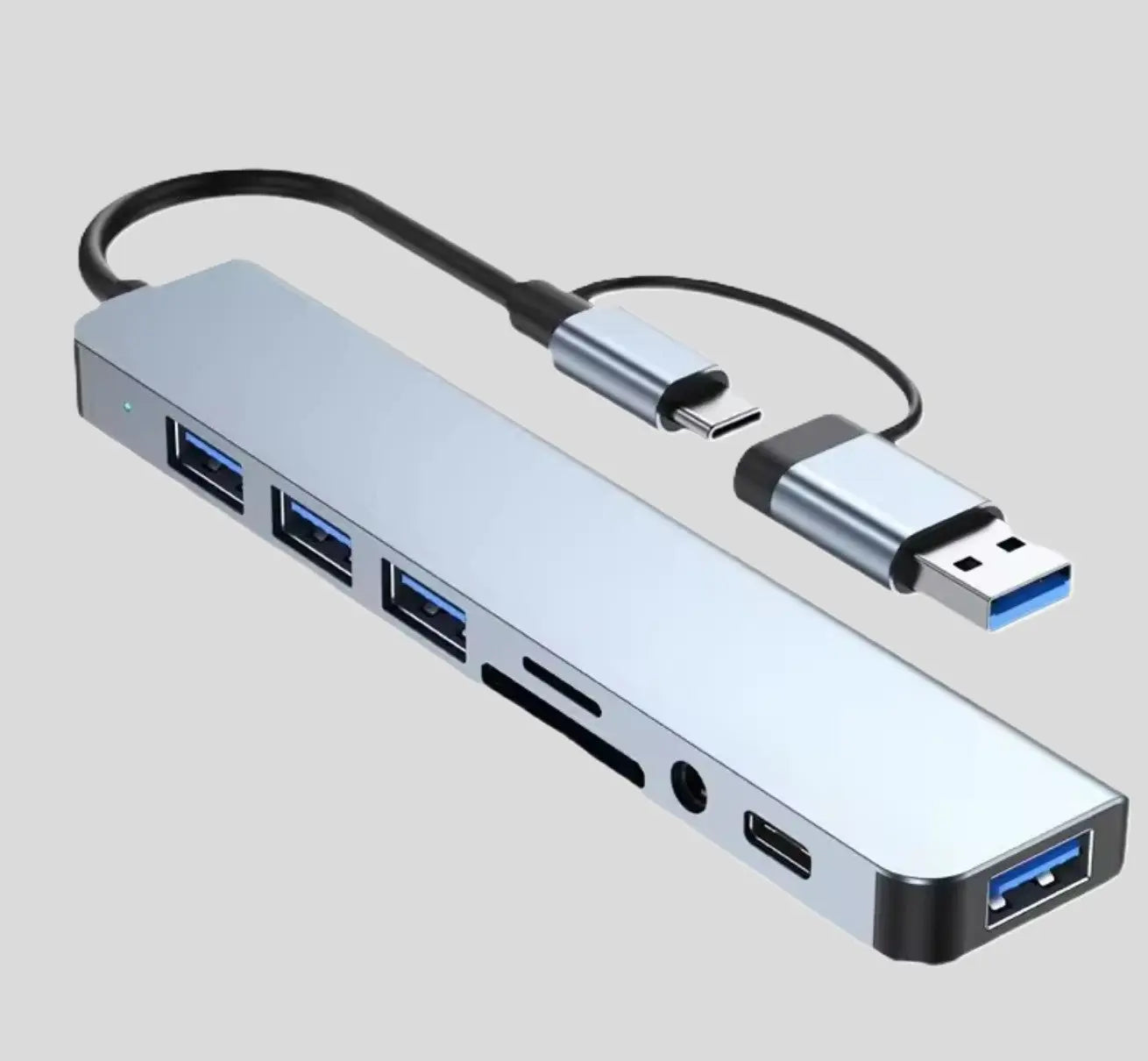 Station d’accueil HUB USB-C 8 en 2 avec prise audio 3,5mm & lecteur de carte Mobile City