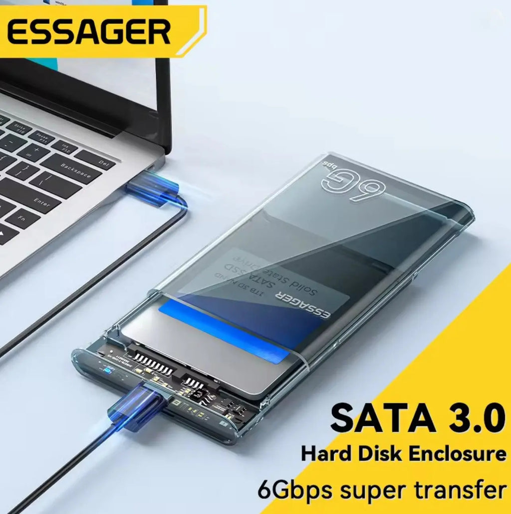 Essager Boîtier Disque Dur 2,5’’ – SATA vers USB 3.0 (Gris Transparent) Mobile City