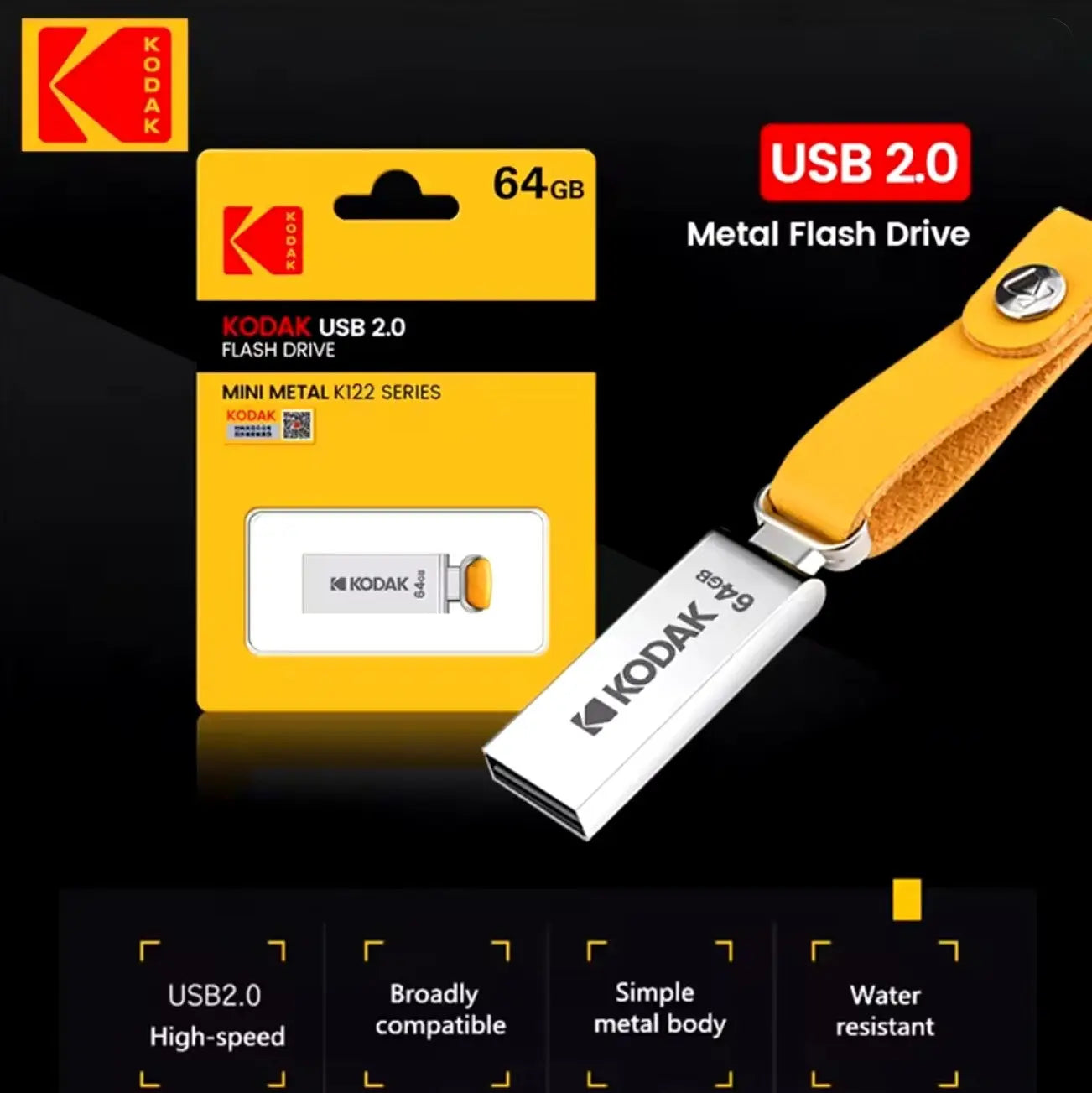 Kodak K122 – Mini Clé USB Métallique 64 Go – USB 2.0 Haute Vitesse Mobile City