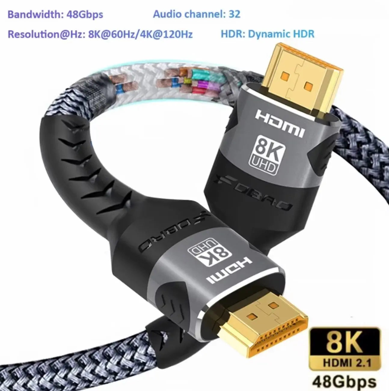Câble HDMI 2.1 Ultra Haute Vitesse – 8K/60Hz & 4K/120Hz – 48Gbps  1M Mobile City