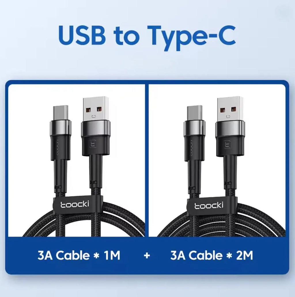 Toocki – Lot de 2 câbles USB Type-C (1m & 2m) – Charge rapide 3A & transfert de données Mobile City