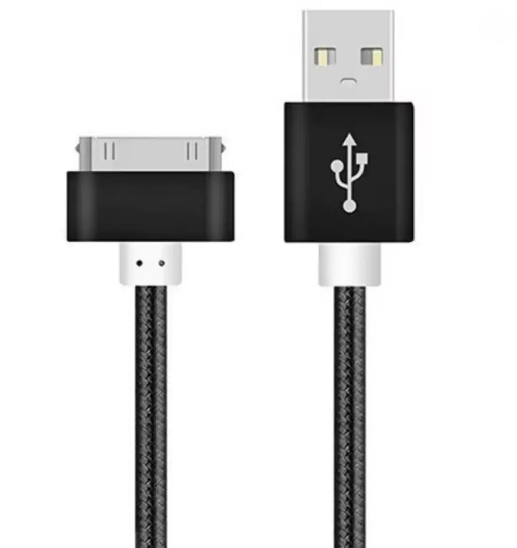 Câble de Charge et Synchronisation 30 Pin vers USB – Nylon Noir 1 m Mobile City