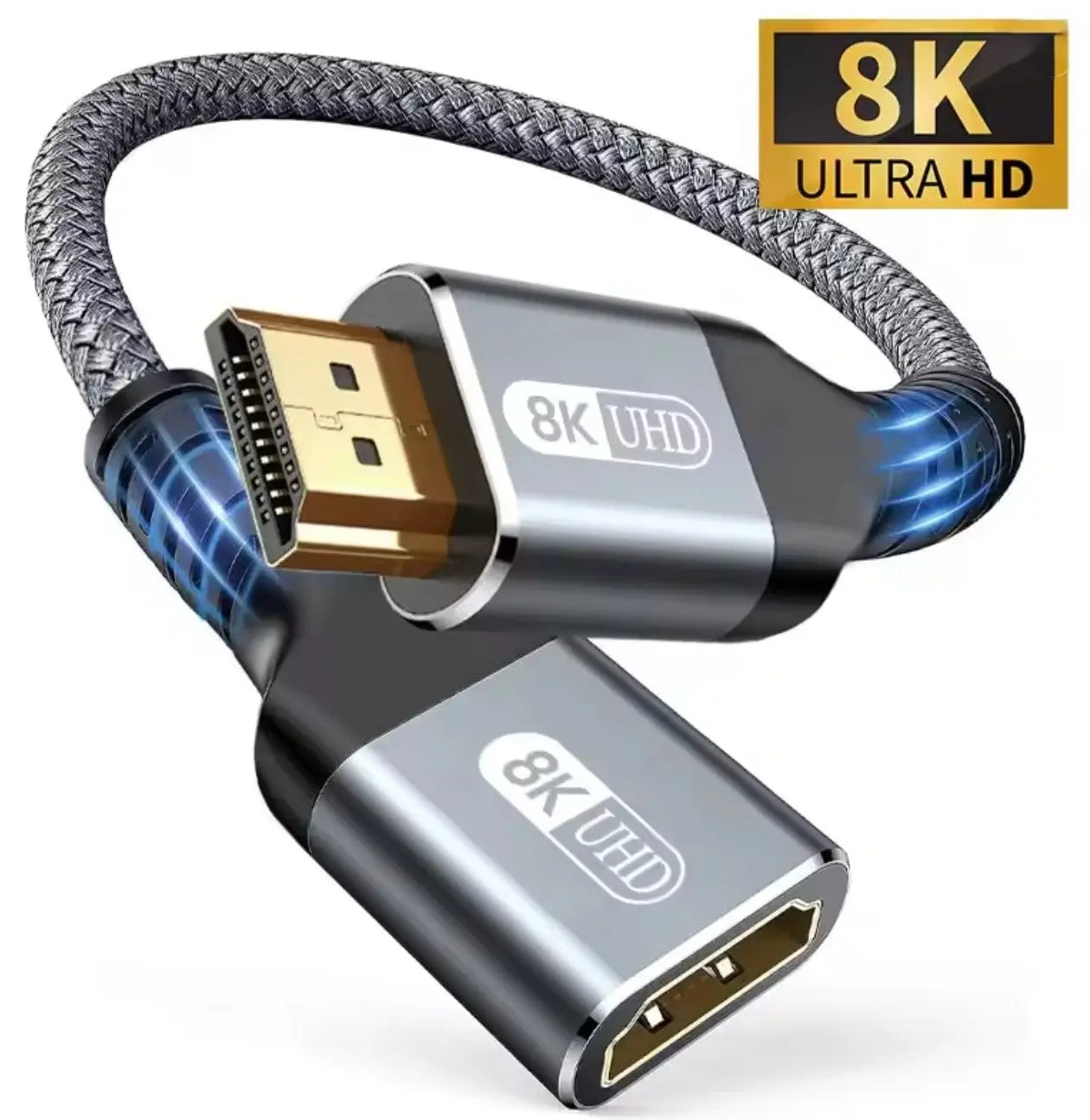 Câble d’extension HDMI 2.1 8K mâle vers femelle – Tressé, 30 cm Mobile City