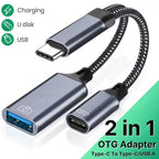 Câble OTG USB Type-C 2 en 1 – Adaptateur USB-C vers USB-A 3.0 avec port de charge PD Mobile City