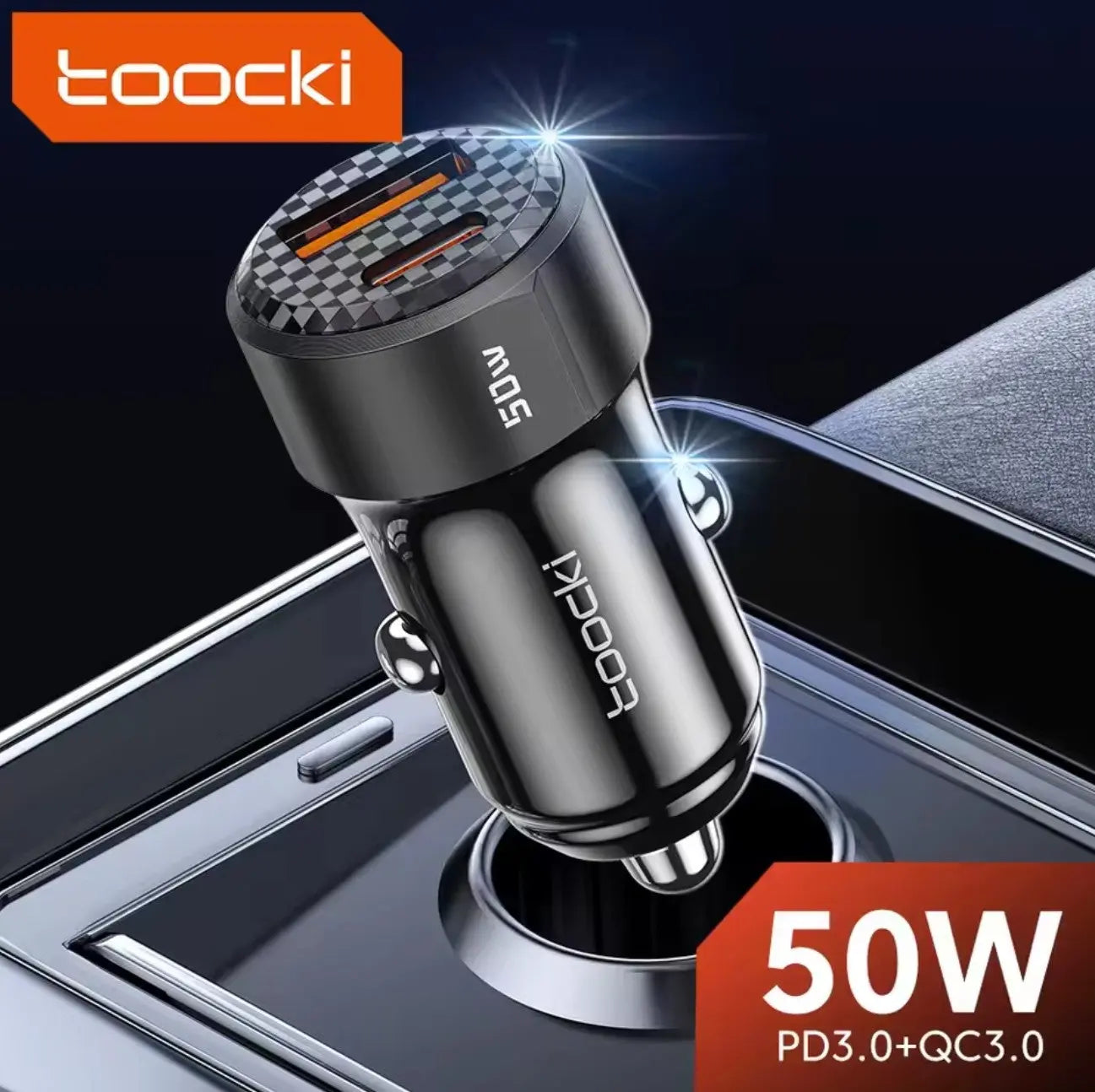 Toocki Chargeur de Voiture 50W – USB-A + Type-C PD | Charge Rapide Universelle Mobile city 05