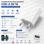 Chargeur Secteur Universel USB-A 5V 1A