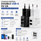 Chargeur universel Double sortie USB-A 5V 2A